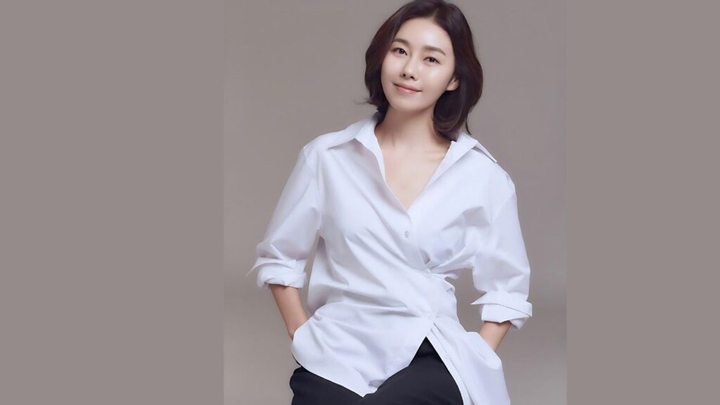 Park Tam-hee with short dark hair in a white shirt, sleeves rolled, and black pants, against neutral backdrop.